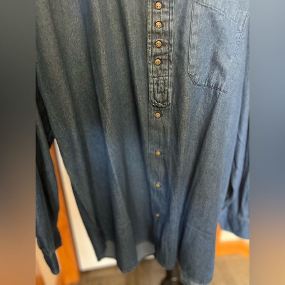 NWT retro Civilian Heritage traditional Irish Grandfather Shirt. M denim - Picture 8 of 16